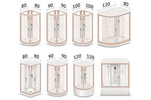 Размеры душевых кабин