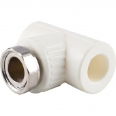 Тройник из полипропилена Valfex комбинированный с накидной гайкой 32х1х32 (40/10) БЕЛЫЙ (ВАЛФ-РУС)