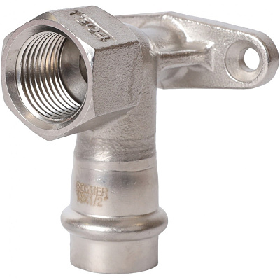 Угольник настенный Rommer с креплением 18х1/2 ВПр-ВР, нержавеющая сталь