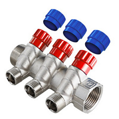 Коллектор VALTEC с регул. вентилями, 3/4х3 вых. 1/2 нар.