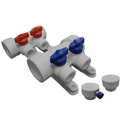 Коллекторная группа из полипропилена Valfex 40х20 на 2 выхода СЕРАЯ