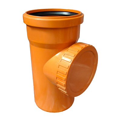 Ревизия Valfex 110 мм с крышкой РЫЖИЙ нар.канализ