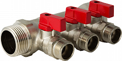 Коллектор VALTEC с отсекающими кранами, 1х3 вых. Евроконус 3/4