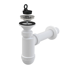 Сифон бутылочный для раковины 1 1/4 x 40 мм с нерж. peшeткой DN63, пластик, белый Alcaplast A41