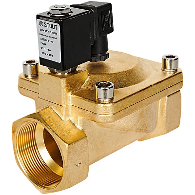 Клапан соленоидный (электромагнитный) Stout непрямого (пилотного) действия, НЗ, 220В, G2, EPDM