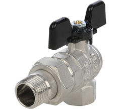 Кран шаровой Stout полнопроходной угловой с американкой, ВР/НР, ручка бабочка 1 (по ГОСТ Р 59553-2021)