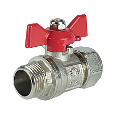 Шаровый кран Valfex для труб PE-RT/Al/PE-RT, обжимной с переходом на НР, ручка-бабочка, 16х1/2 дюйма