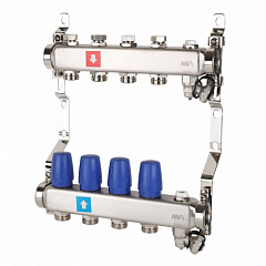 Коллектор MVI без расходомеров, c дренажным краном и воздухоотводчиком 4 выхода