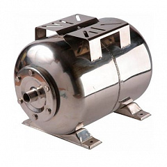 Расширительный бак (гидроаккумулятор) Aquario 24 л горизонтальный, нержавеющая сталь, для системы водоснабжения