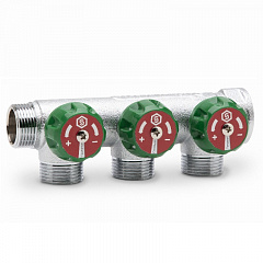 Коллектор регулирующий Stout хромированный 3/4x3/4ЕК, 3 выхода (SMB-6850-343403)