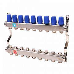 Коллектор MVI из нержавеющей стали в сборе для отопления 9 выходов
