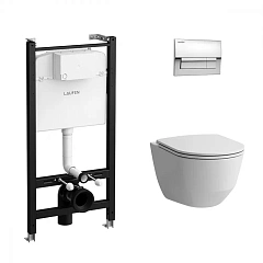 Комплект Laufen PRO подвесной унитаз, инсталляция, кнопка, сиденье Z.RU93.0.761.5