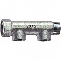 Коллектор FAR 1 1/4 (ВР-НР) с 2 отводами 1/2 ВР (межосевое 50 мм)