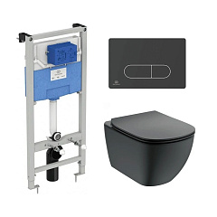 Комплект Ideal Standard подвесной унитаз, инсталляция, кнопка, сиденье T3868V3/115A6