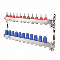 Коллектор MVI с расходомерами, дренажным краном и воздухоотводчиком 11 выходов