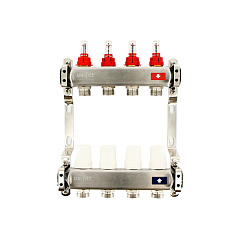 Коллекторная группа UNI-FITT 1 х 3 вых 3/4 с расходомерами и термостатическими вентилями 450B, нерж. сталь