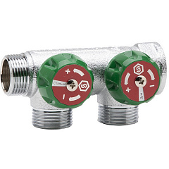 Коллектор регулирующий Stout хромированный 1/2x3/4, 2 выхода, плоское упл. (SMB-6849-341202)