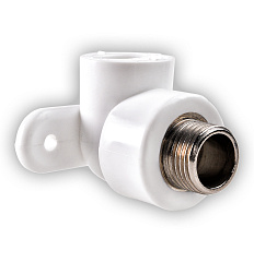 Угольник из полипропилена РВК комбинированный с креплением D16-1/2 НР