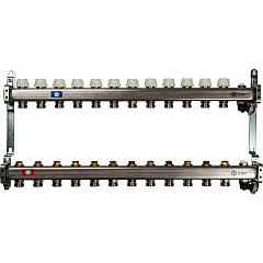 Коллектор Stout из нержавеющей стали без расходомеров, с клапаном вып. воздуха и сливом 1/3/4x12, SMS-0932-000012