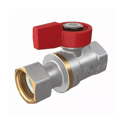 Кран шаровой Giacomini 1/2F x 1/2 гайка - красн. рук., ВР, для котлов и счетчиков