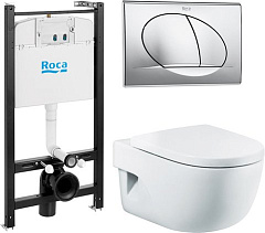 Комплект Roca Meridian Pack подвесной унитаз, инсталляция, кнопка, сиденье 893104110