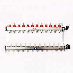 Коллекторная группа UNI-FITT из нерж. стали 450I с термостатическими вентилями и расходомерами 1x3/4 с 12 отводами