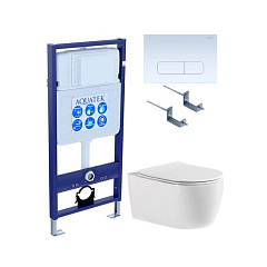 Комплект Акватек ЕВРОПА cmp013 рама Standard INS-0000012, клавиша KDI-0000013, крепеж KKI-0000002, унитаз ЕВРОПА AQ1106-00 с тонким сиденьем sc