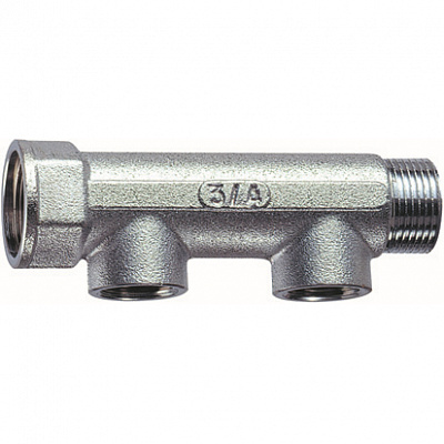 Коллектор FAR 3/4 (ВР-НР) с 2 отводами 1/2 НР (межосевое 50 мм)