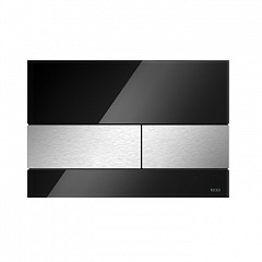 Панель смыва унитаза TECE TECESquare для системы с двойным смывом, cтекло черное, клавиши нержавеющая сталь (сатин)