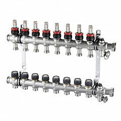 Коллектор Oventrop Multidis SF 5, нержавеющая сталь, 1 x 3/4 дюйма, с ротаметрами 0-5 л/мин. на подаче