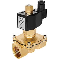 Клапан соленоидный (электромагнитный) Stout прямого действия, НО, 24В, G1, EPDM