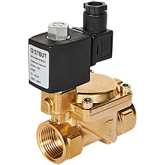 Клапан соленоидный (электромагнитный) Stout непрямого (пилотного) действия, НО, 24В, G1, EPDM