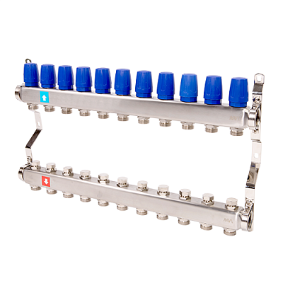 Коллектор MVI из нержавеющей стали в сборе для отопления 11 выходов