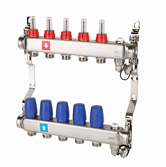 Коллектор MVI с расходомерами, дренажным краном и воздухоотводчиком 5 выходов