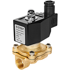 Клапан соленоидный (электромагнитный) Stout прямого действия, НЗ, 24В, G1/2, EPDM