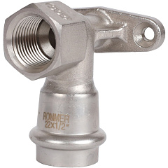 Угольник настенный Rommer с креплением 22х1/2 ВПр-ВР, нержавеющая сталь