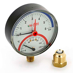 Термоманометр UNI-FITT радиальный 6 бар, 120 C, диаметр 80 мм, 1/2 Н (311D2442)