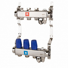 Коллектор MVI без расходомеров, c дренажным краном и воздухоотводчиком 3 выхода