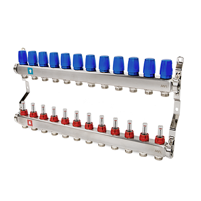 Коллектор MVI из нержавеющей стали в сборе с расходомерами 12 выходов