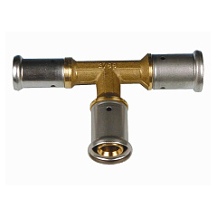 Тройник Henco переходный уменьшенный с двух сторон, латунь пресс, 26х26х20