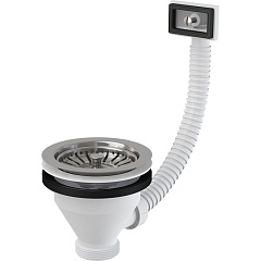 Донный клапан сифона Alcaplast для мойки 6/4 с нержавеющей решеткой DN115 и гофропереливом