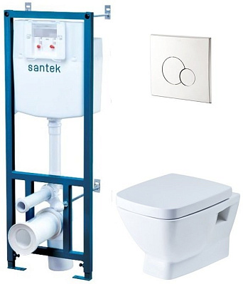 Комплект SANTEK Нео подвесной унитаз, инсталляция, кнопка, сиденье микролифт 1.WH50.1.543