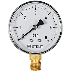 Манометр Stout радиальный, Dn 63 мм 1/4 , 0...6 бар, кл.2.5