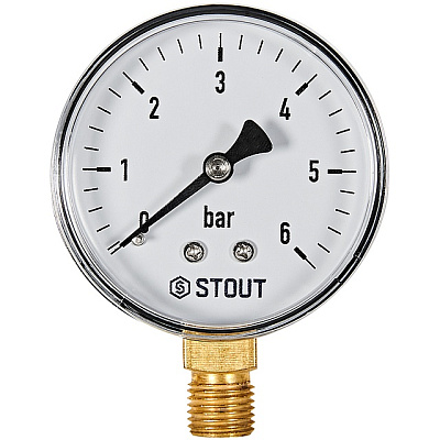Манометр Stout радиальный, Dn 63 мм 1/4 , 0...6 бар, кл.2.5