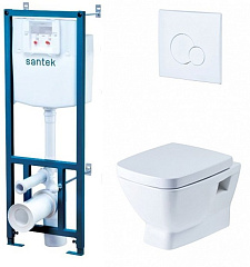 Комплект SANTEK Нео подвесной унитаз, инсталляция, кнопка, сиденье микролифт 1.WH30.2.463