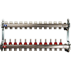 Коллектор Stout из нержавеющей стали с расходомерами, с клапаном вып. воздуха и сливом 1/3/4x12, SMS-0927-000012