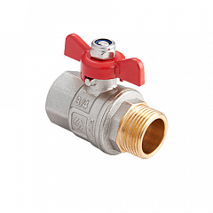 Кран шаровой MVI полнопроходной с бабочкой и подкл. гайка-штуцер (БГШ) 3/4