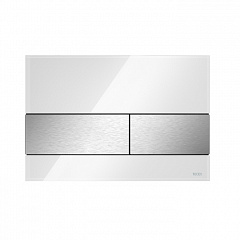 Панель смыва унитаза TECE TECESquare для системы с двойным смывом, cтекло белое, клавиши нержавеющая сталь (сатин)