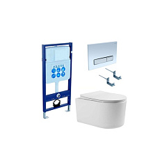 Комплект Акватек МИЯ 4в1 рама Standard INS-0000012, кркпеж KKI-0000002, клавиша KDI-0000022, унитаз МИЯ AQ2004-00 с тонким сиденьем soft-close