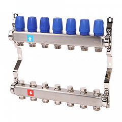 Коллектор MVI из нержавеющей стали в сборе для отопления 7 выходов